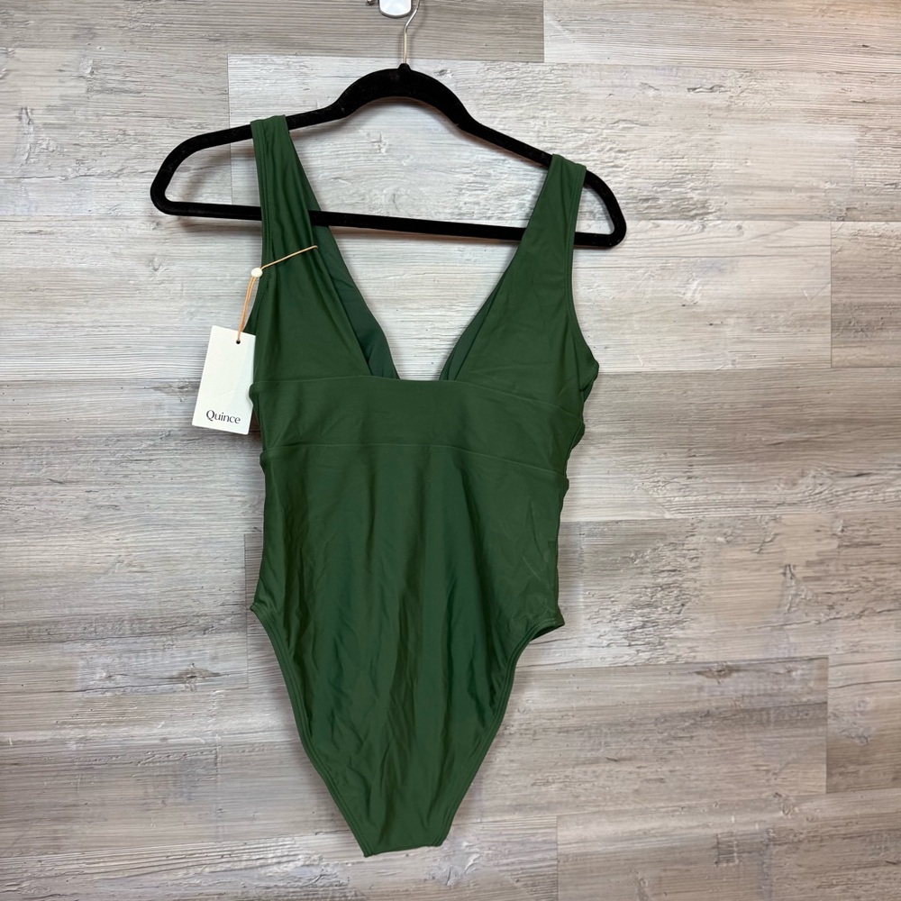 Quince Italian Plunge One-Piece Swimsuit - Green - Size Small - Picture 16 of 16